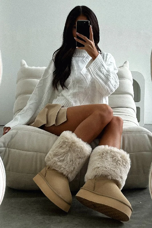 Aida Platform Boots - Sand Casual Women's Japanese 