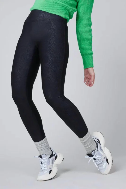 Faux Leather Snake Legging In Black Sporty Women's Athleisure 