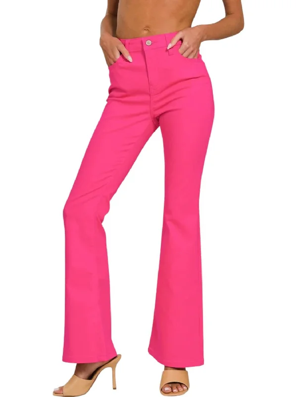 Anastasia High-Rise Bootcut Denim Pants In Fuchsia Modern Women's 