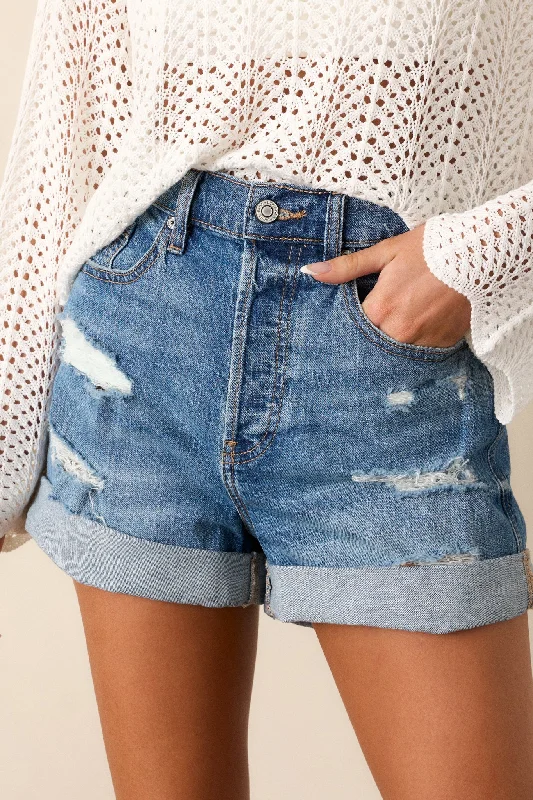 Evolving Reflections Stone Wash Denim Shorts Classic Women's Tweed