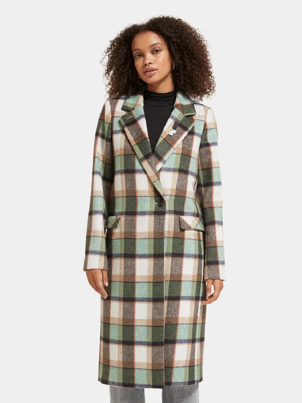 Single-breasted check coat Laid - back Women's Vibe
