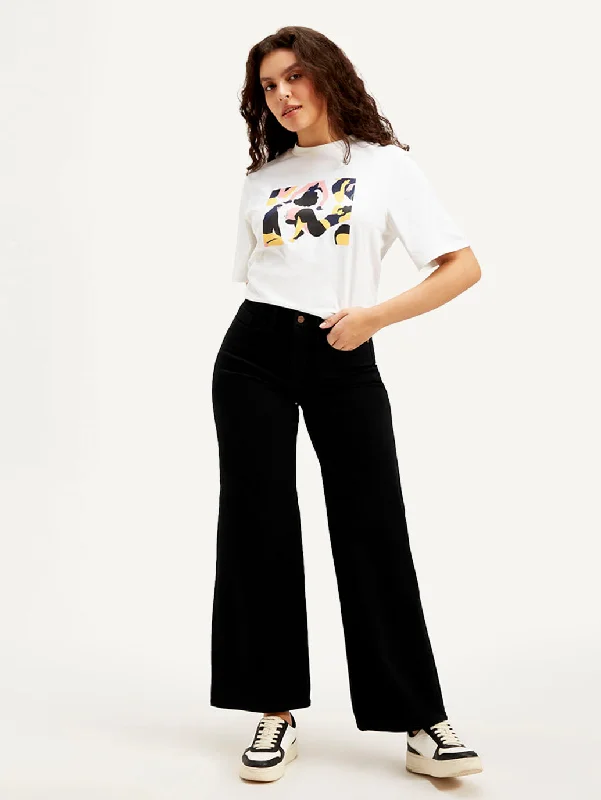 Women's Mid Rise Flared Black Jeans Tough Women's Military - inspired