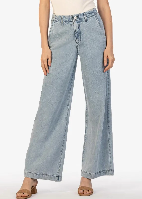 Meg High Rise Fab Ab Wide Leg Denim Jeans In Light Wash Contemporary 