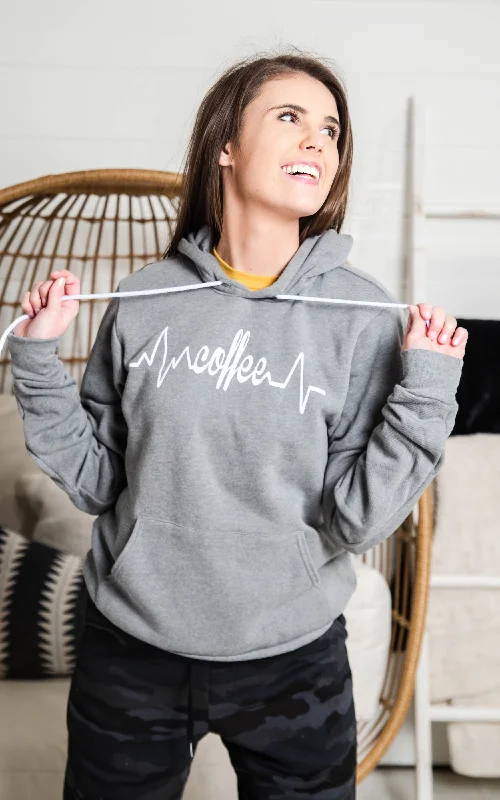 Coffee Is My Lifeline Hoodie | Gray**