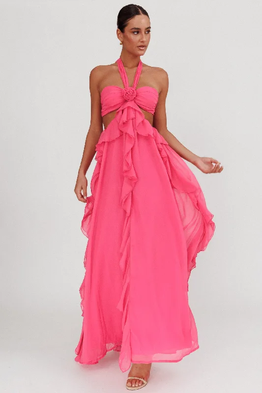 Santiago Cut-Out Ruffle Maxi Dress Fuchsia Artistic Women's Avant - 