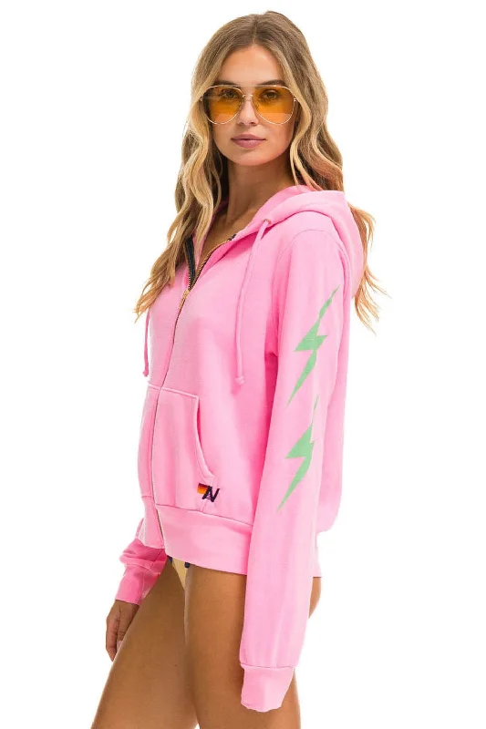 BOLT 4 ZIP HOODIE - NEON PINK // MINT