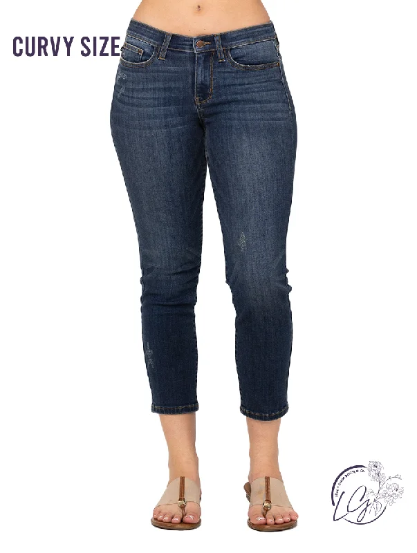 Curvy Maggie Mid-Rise Cropped Relaxed Fit by Judy Blue Youthful Women's Pop