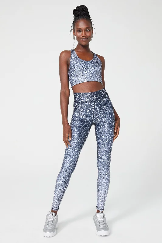 Hi-Shine Leggings in Black and White Glitter