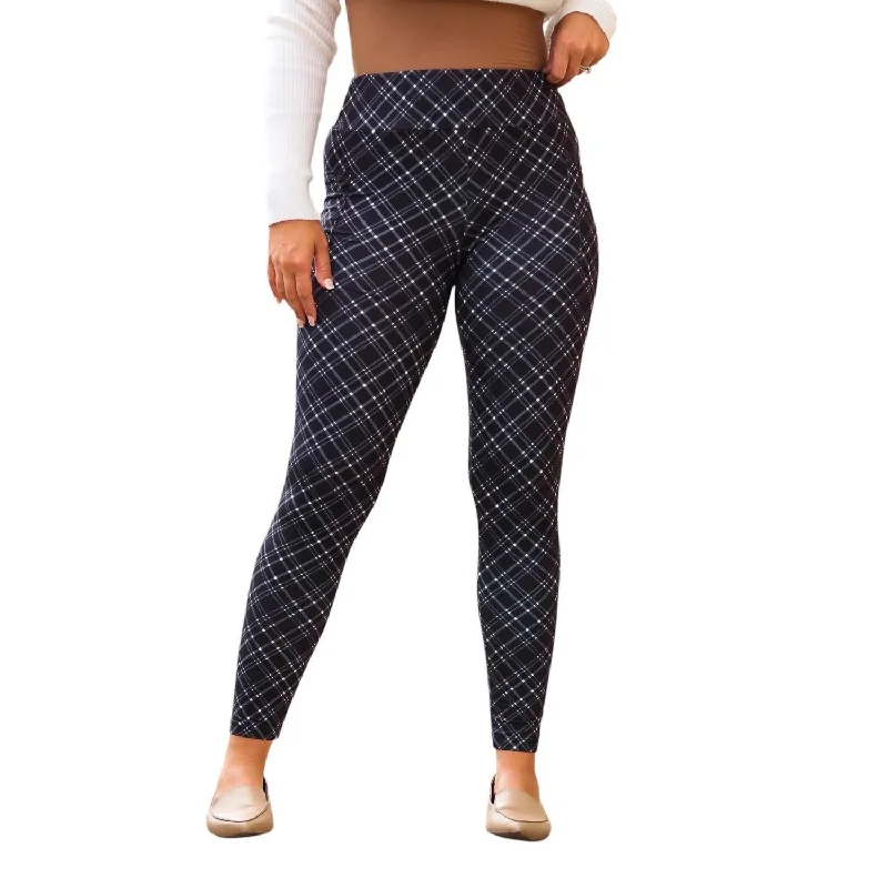 Jillian Plaid Leggings In Grey Athletic Women's High - 