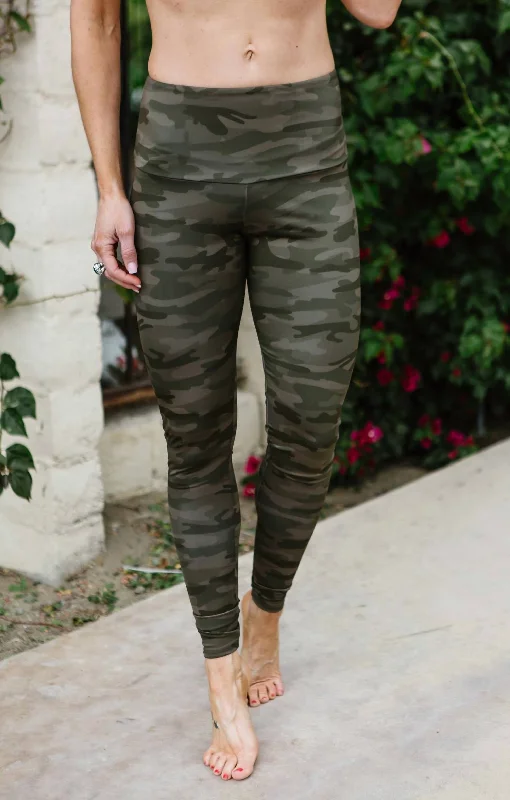 High Rise Legging In Olive Camo Laid - back Women's Vibe