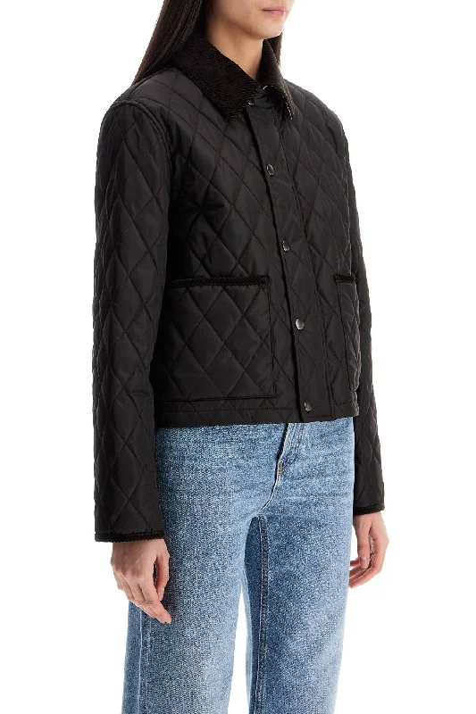 Burberry Black Quilted Nylon Cropped Jacket With High Collar Cashmere