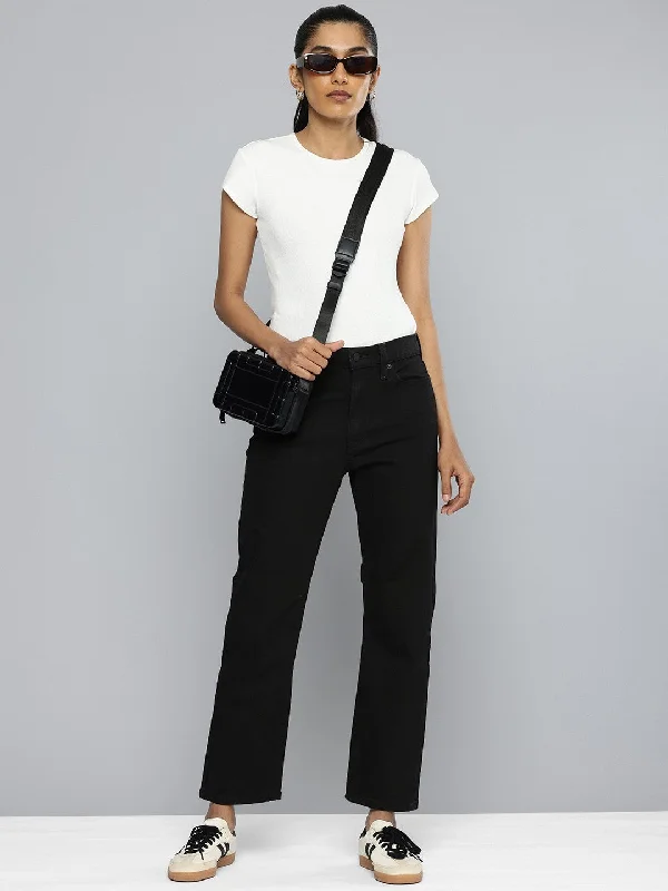 Women's Mid Rise Wedgie Straight Fit Jeans Trendy Women's Oversized