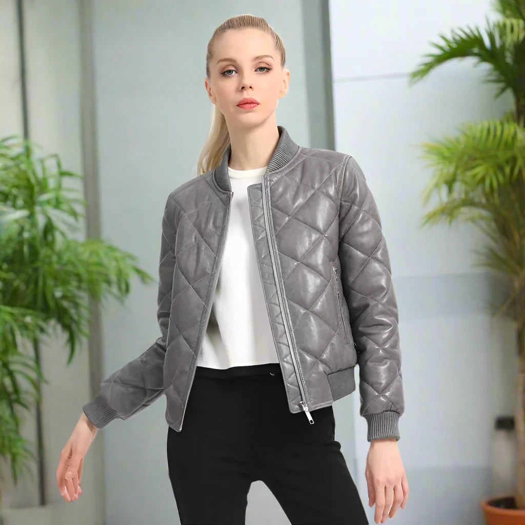 Women's Winter High Street Style Real Genuine Sheepskin Leather Jacket Stylish Women's Tropical 