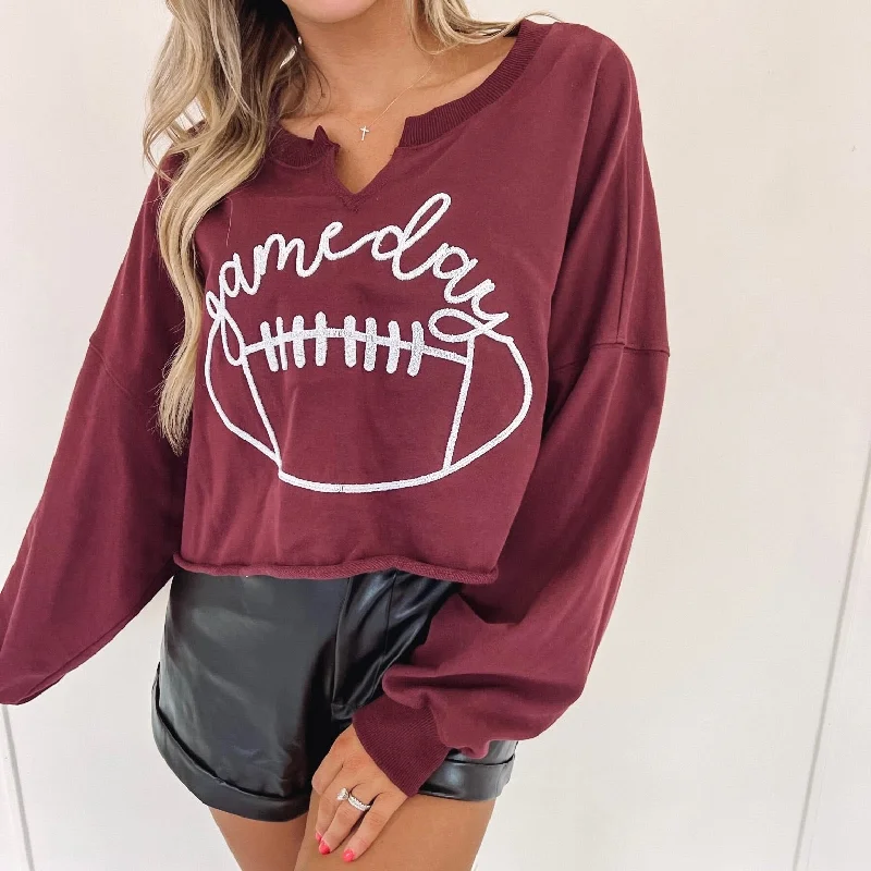 Gameday Pullover - Burgundy/White Sporty Women's Tennis