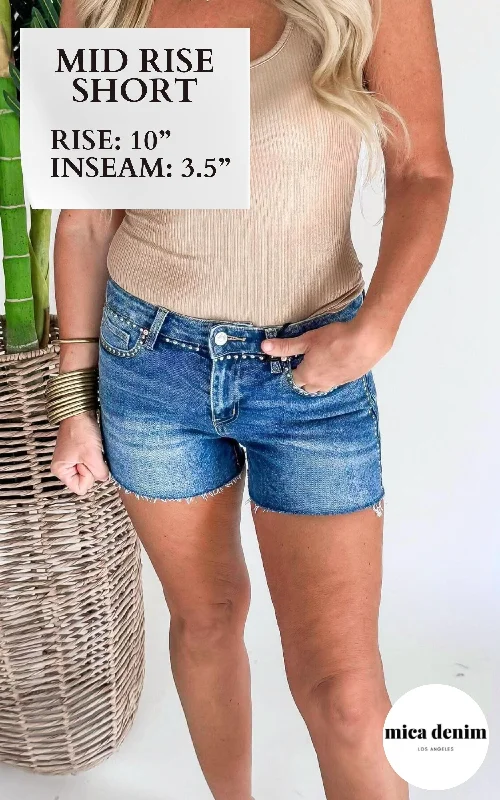 The Dolly Mid Rise Studded Shorts | Mica - Final Sale Refined Women's Hand - crafted