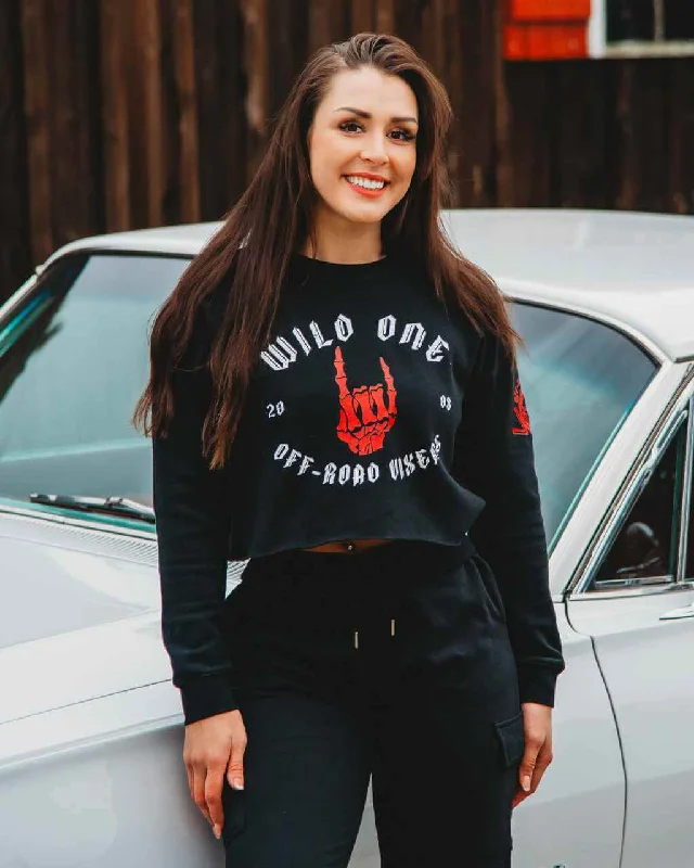 Wild One Cropped Crew Sweatshirt Practical Women's Quick - dry