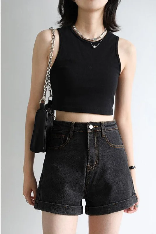 Grunge Black Jean Shorts Bold Women's Statement