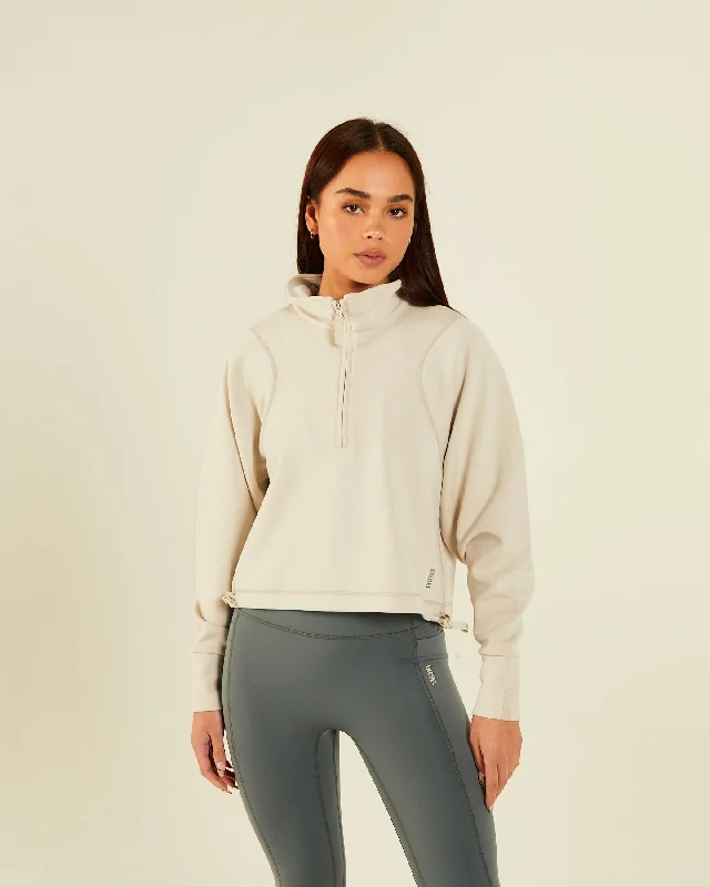 Margaux Half Zip Soft Clay Casual Women's Loose - fitting