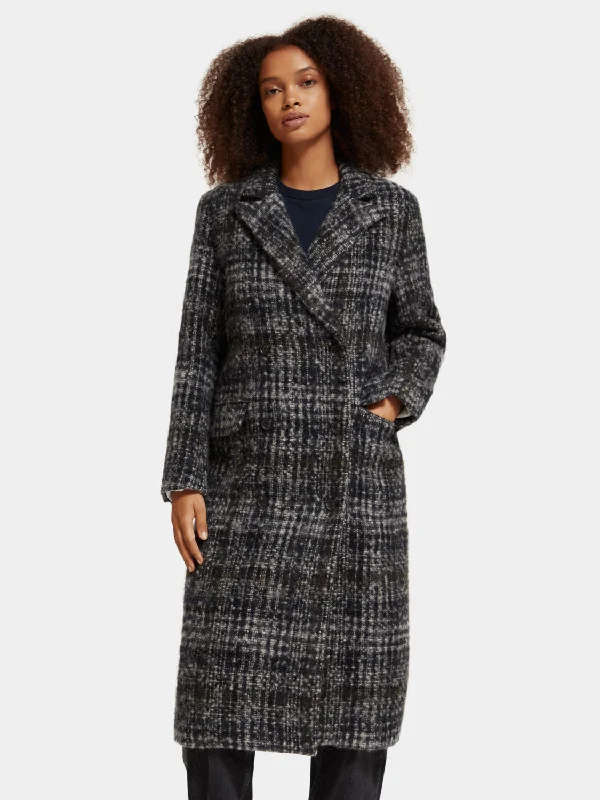 Double-breasted check coat Stylish Women's Tropical 