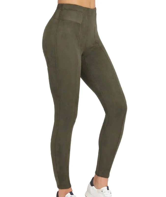 Faux Suede Leggings In Olive Refined Women's 