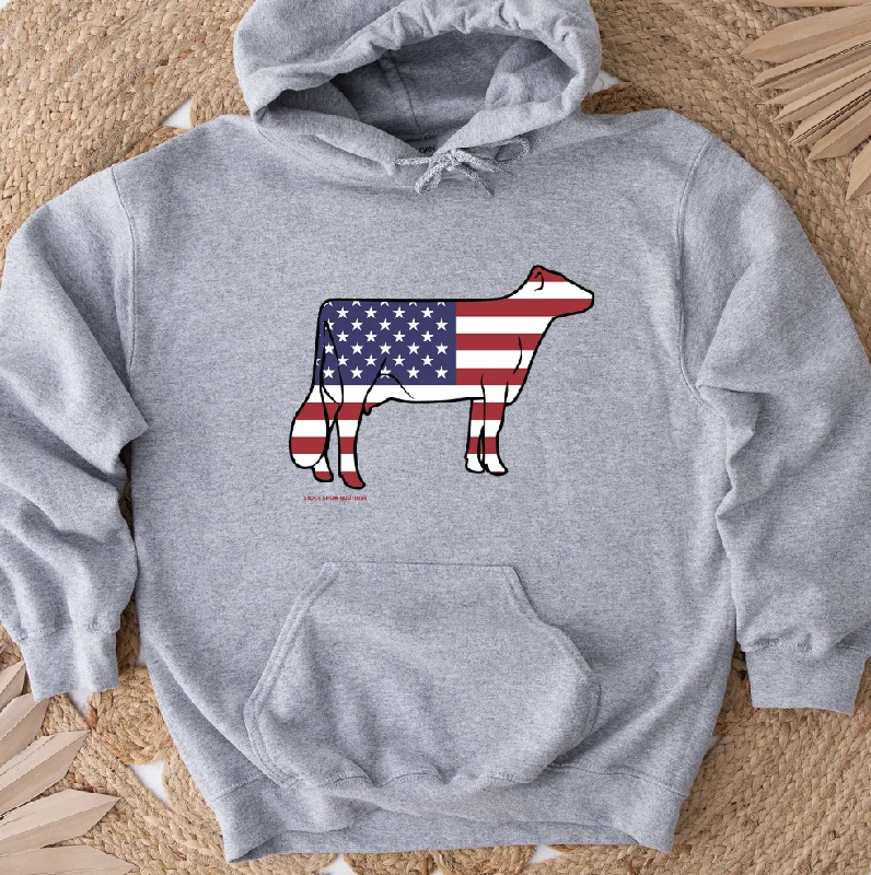 Patriotic Dairy Cow Wreath Hoodie (S-3XL) Unisex - Multiple Colors! Stylish Women's Neon