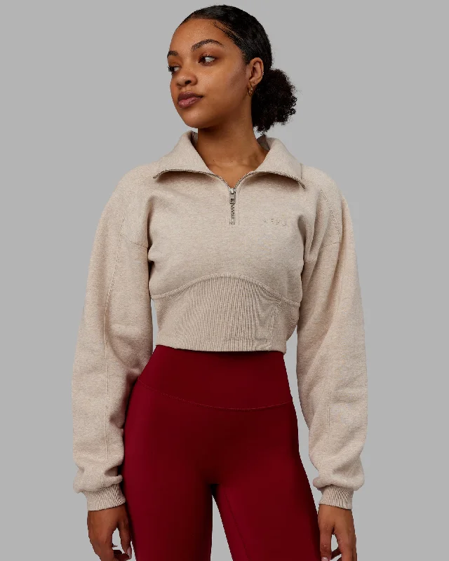 Thrive Corset 1/4 Zip Sweater - Oatmeal Marl Vintage Women's 1970S 