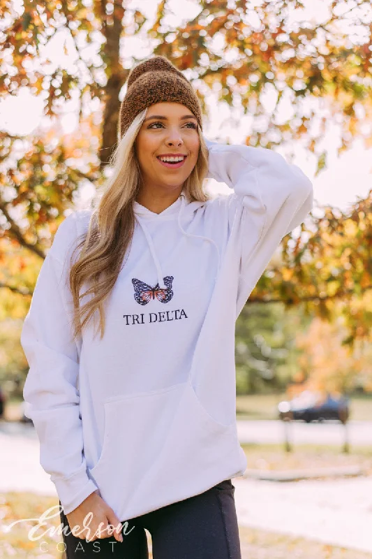 Tri Delta Butterfly White PR Hoodie Laid - back Women's Style