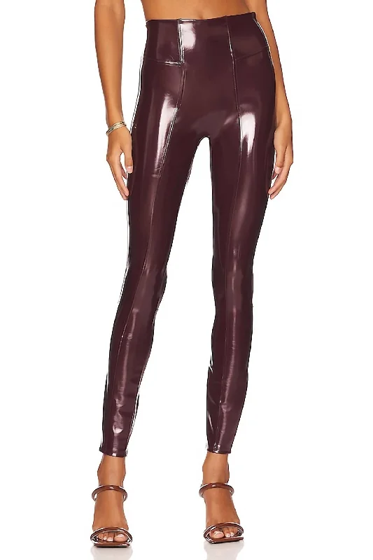 Patent Faux Leather Legging In Ruby Scandinavian