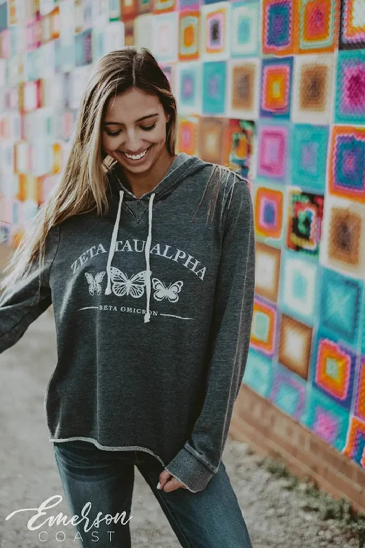 Zeta Tau Alpha Butterfly Distressed Hoodie Trendy Women's Oversized