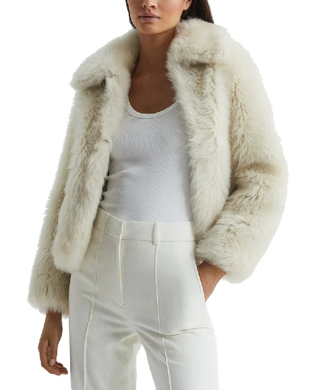 Reiss Caitlin Short Shearling Jacket Relaxed Women's 