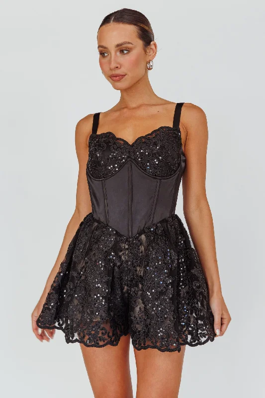 Georgia May Lace Romper Black Tough Women's Military - inspired