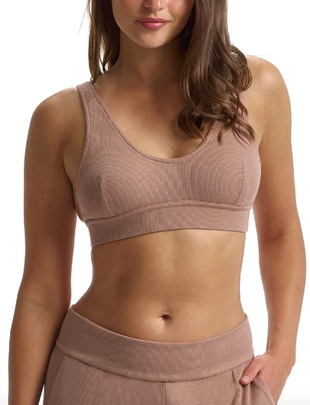 Luxury Rib Bralette In Mushroom Sustainable Organic