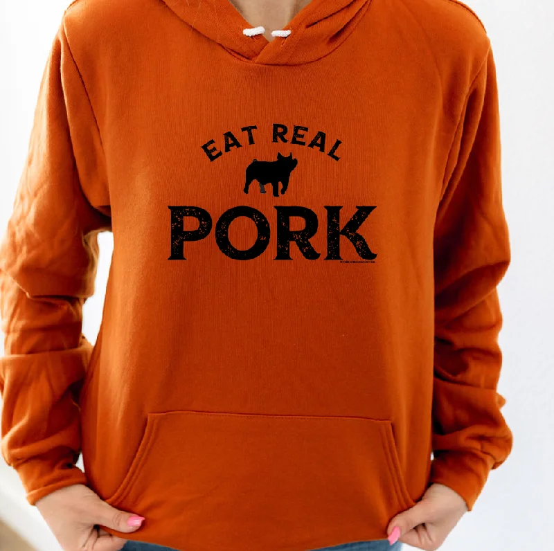Eat Real Pork Hoodie (S-3XL) Unisex - Multiple Colors! Traditional Women's Wool