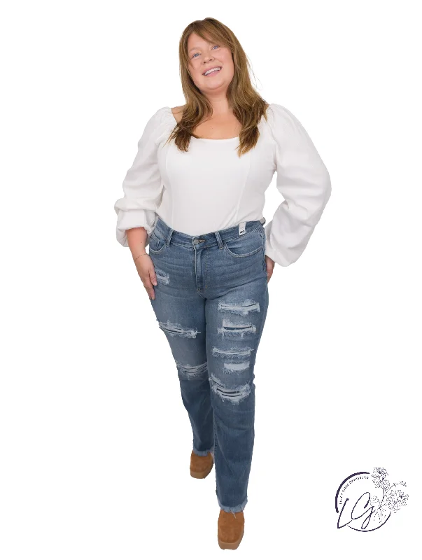 Curvy Winona Patched Bootcut Jean By Judy Blue Street