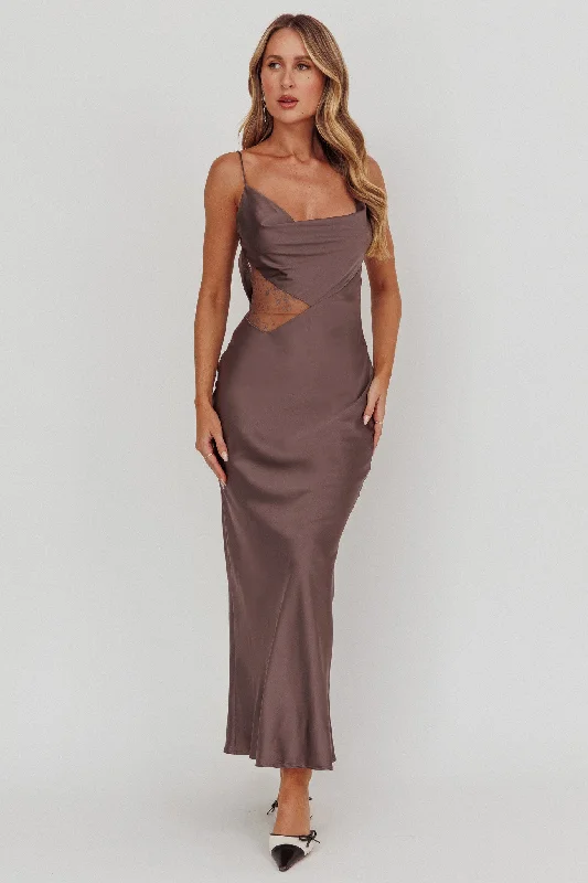 Emmerson Cut-Out Cowl Neck Dress Warm Grey Traditional Women's 