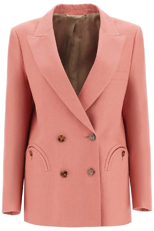 Blaze Milano Women's  Linen Single-Breasted Blazer With Turtle Style Buttons Women