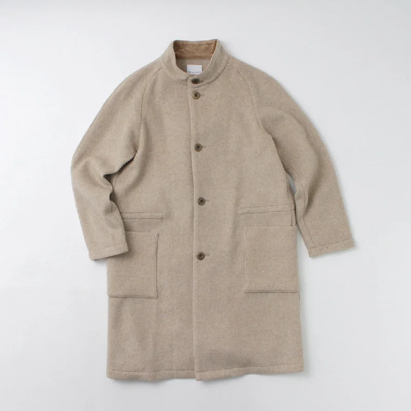 RE MADE IN TOKYO JAPAN / Wool Melton Stand Collar Coat Unique Women's Upcycled