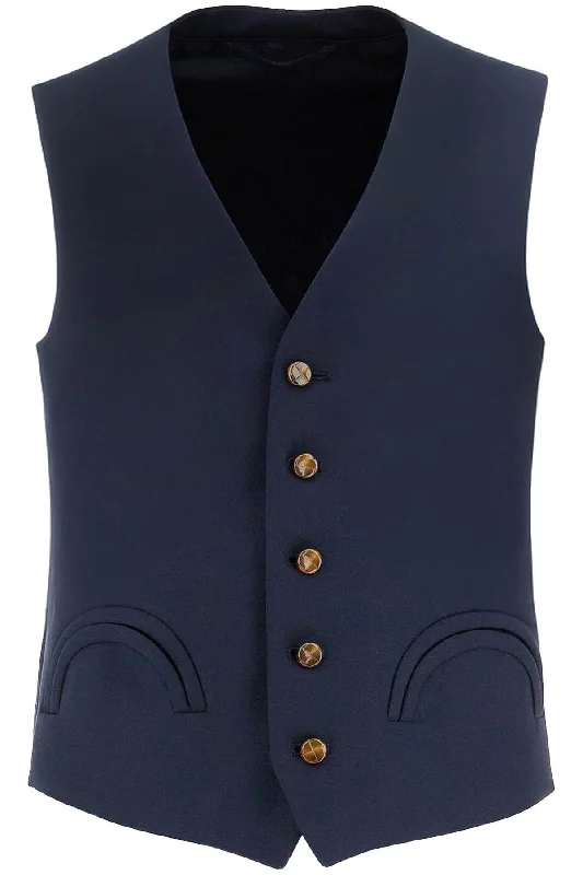 Blaze Milano Women's Women's blue Wool Vest With V-Neck