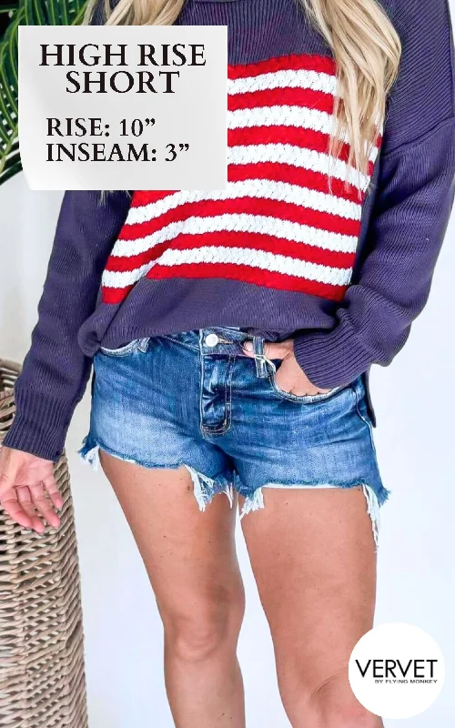 Lovervet | Obsession High Rise Denim Shorts - Final Sale Dapper Women's Bow - adorned