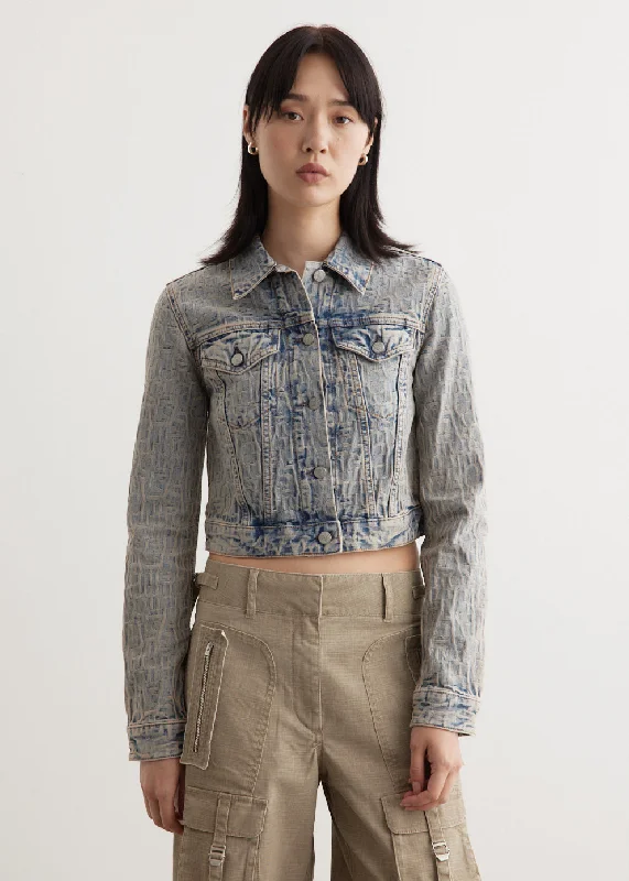 Rose Monogram Denim Jacket Youthful Women's Pop