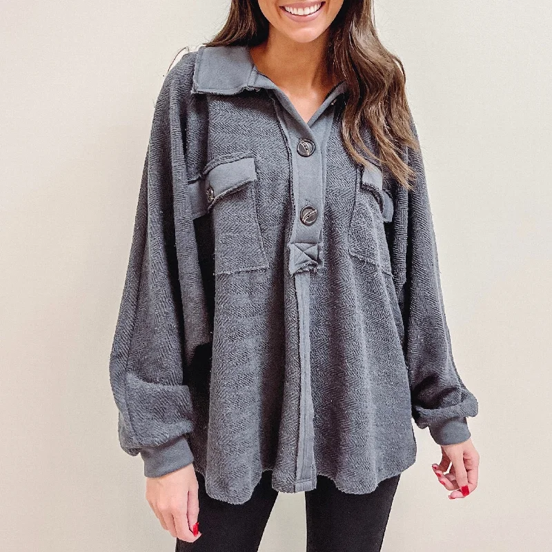 Robbie Pullover - Charcoal Classic Women's Pin - striped