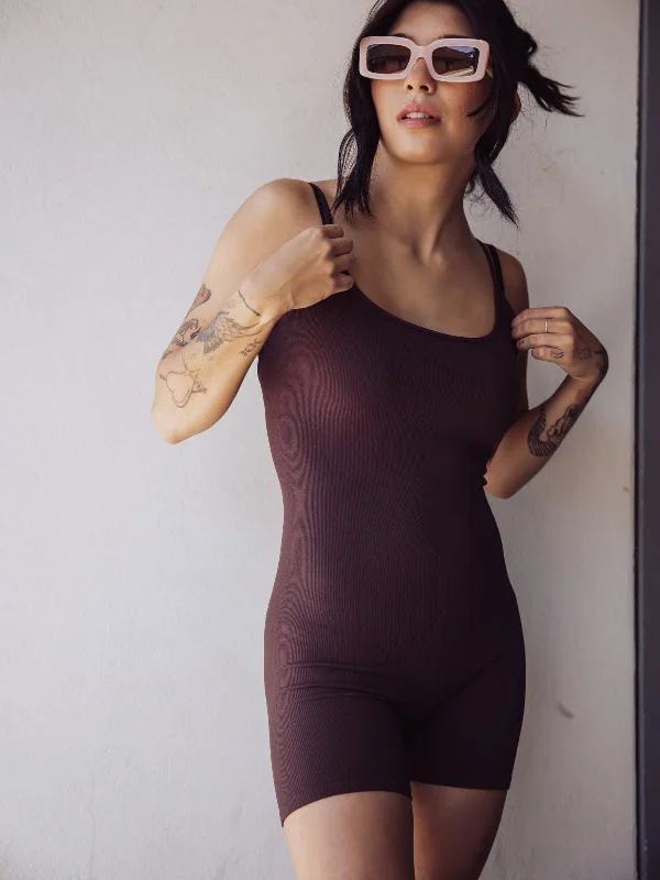 Free People One To Watch Slip Romper - Chocolate Preppy Women's College