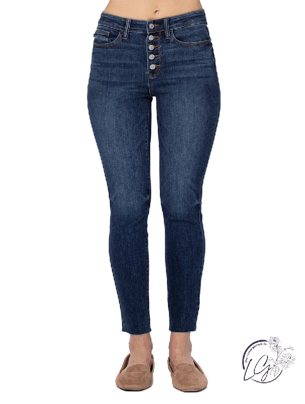 Mia High-Rise Button Fly Skinny by Judy Blue Sporty Women's Athleisure 