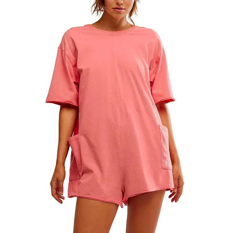 FP Movement Hot Shot Tee Romper in Hibiscus Laid - back Women's Style