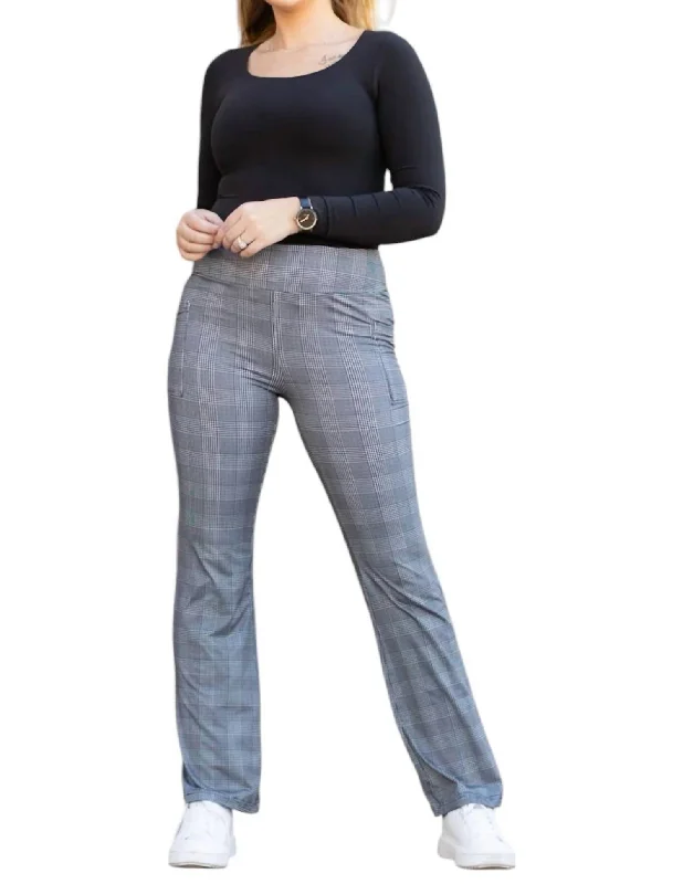 Felicity Plaid Bootcut Leggings In Grey Compression