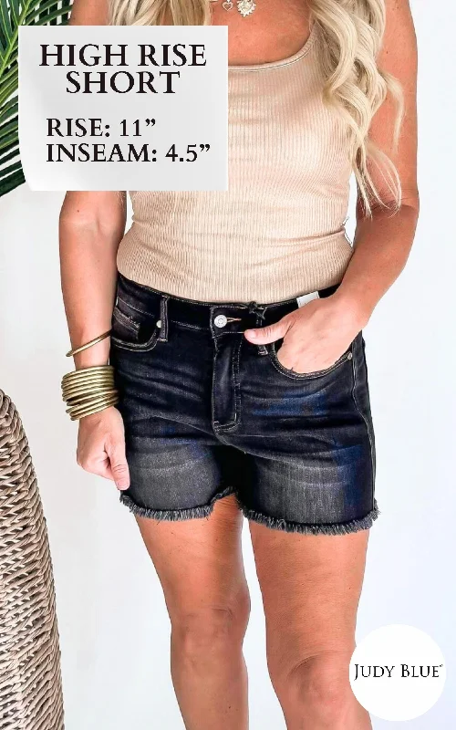 The Maddie High Waist Tummy Control Fray Hem Denim Shorts | Judy Blue Australian Beach