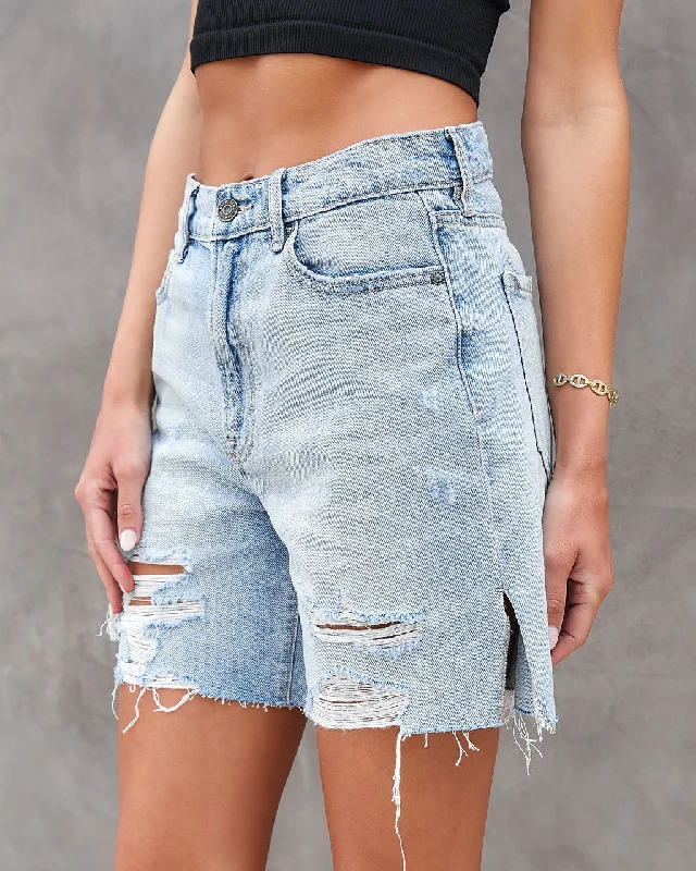 Davis High Rise Distressed Dad Jean Shorts Monochromatic Office Style