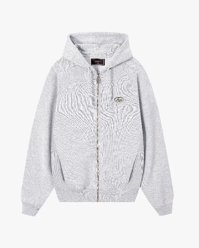ESSENTIALS ZIP-UP HOODIE GREY MELANGE Refined Women's Classic 