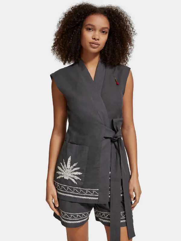 Belted gilet with palm embroidery Artistic Women's Avant - 