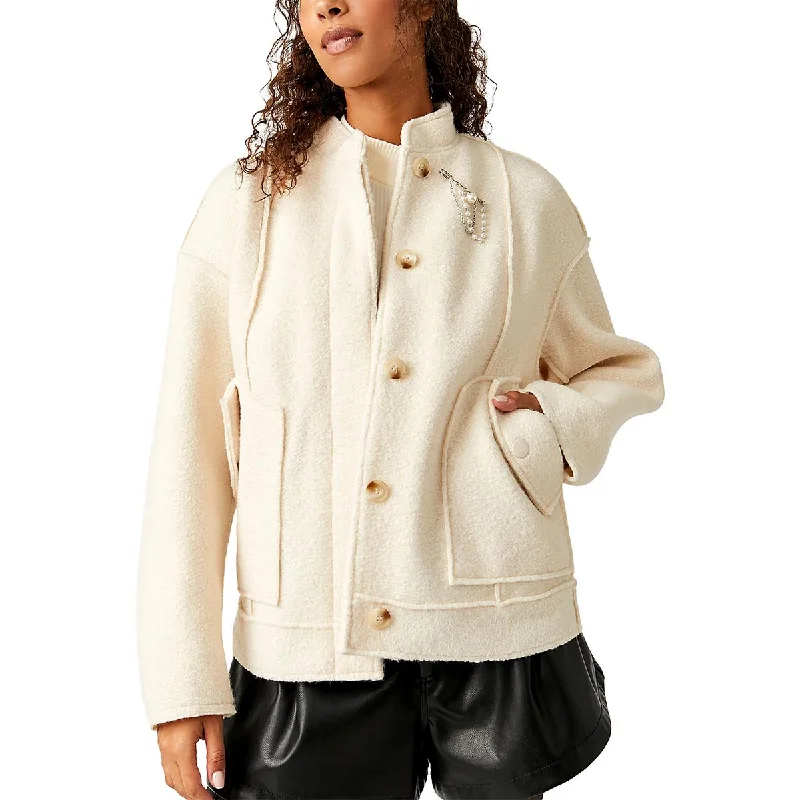 Willow Womens Faux Shearling Heavy Bomber Jacket